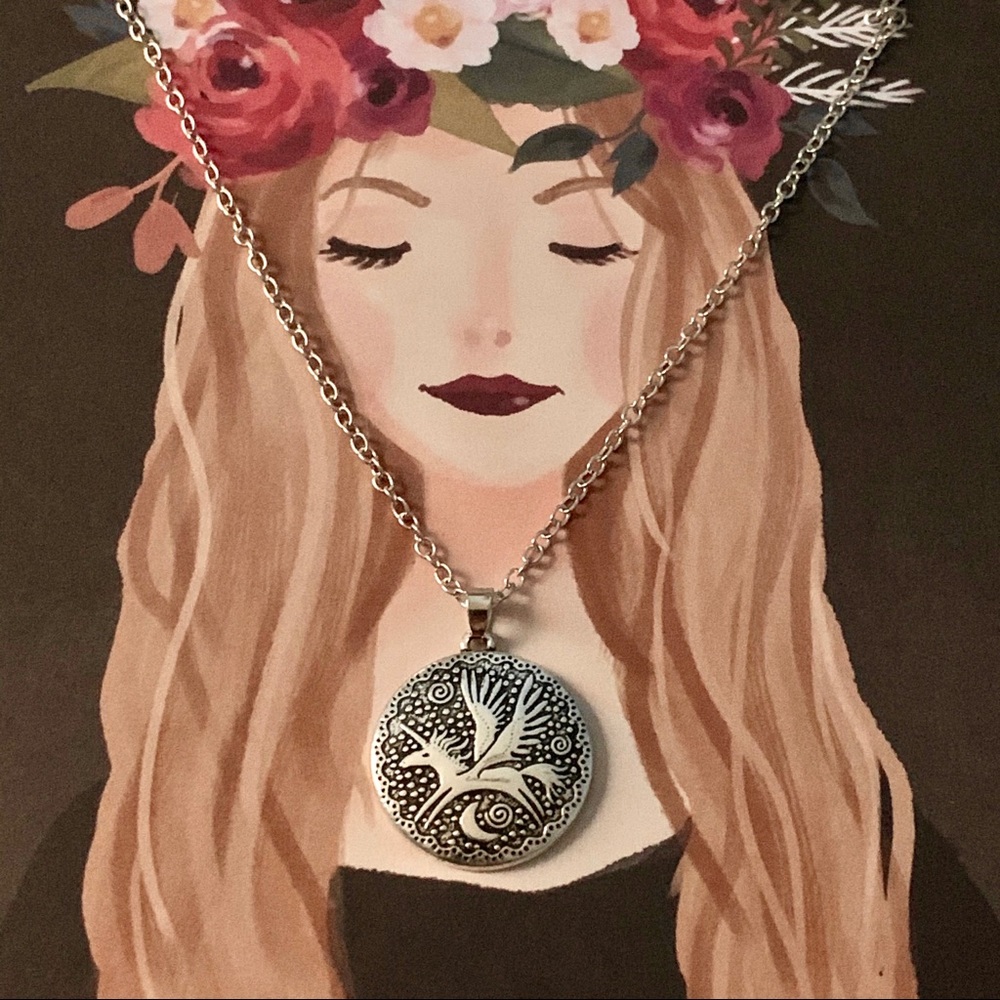 Silver Pegasus Unicorn Moon Pendant